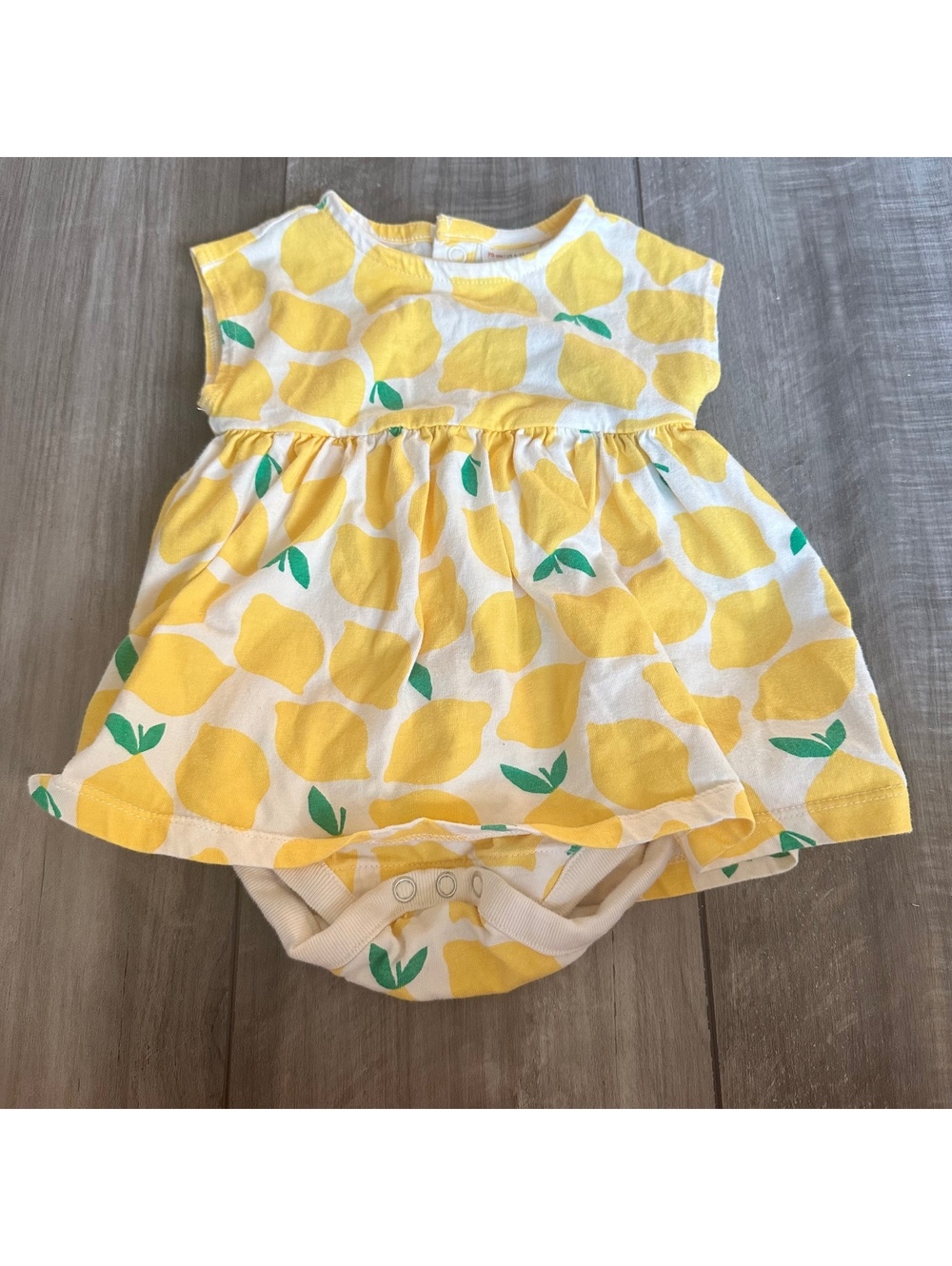 Hanna Andersson Lemon 100% Cotton Dress Bloomer Set Citrus Cute Sz 6 12M